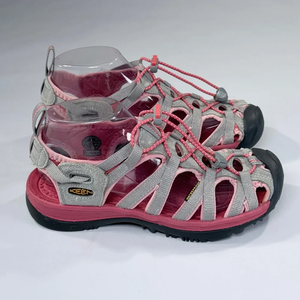 NEW KEEN Whisper Sandal Womens 8 Grey Pink Hiking Trail Waterproof Sport Outdoor